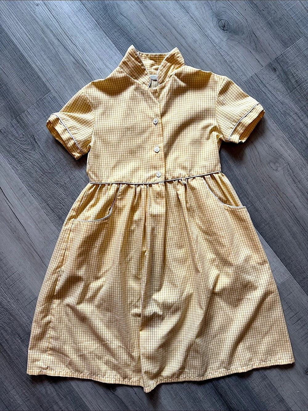 Marks & Spencer Girls' Gingham Collared Dress Yellow & White
